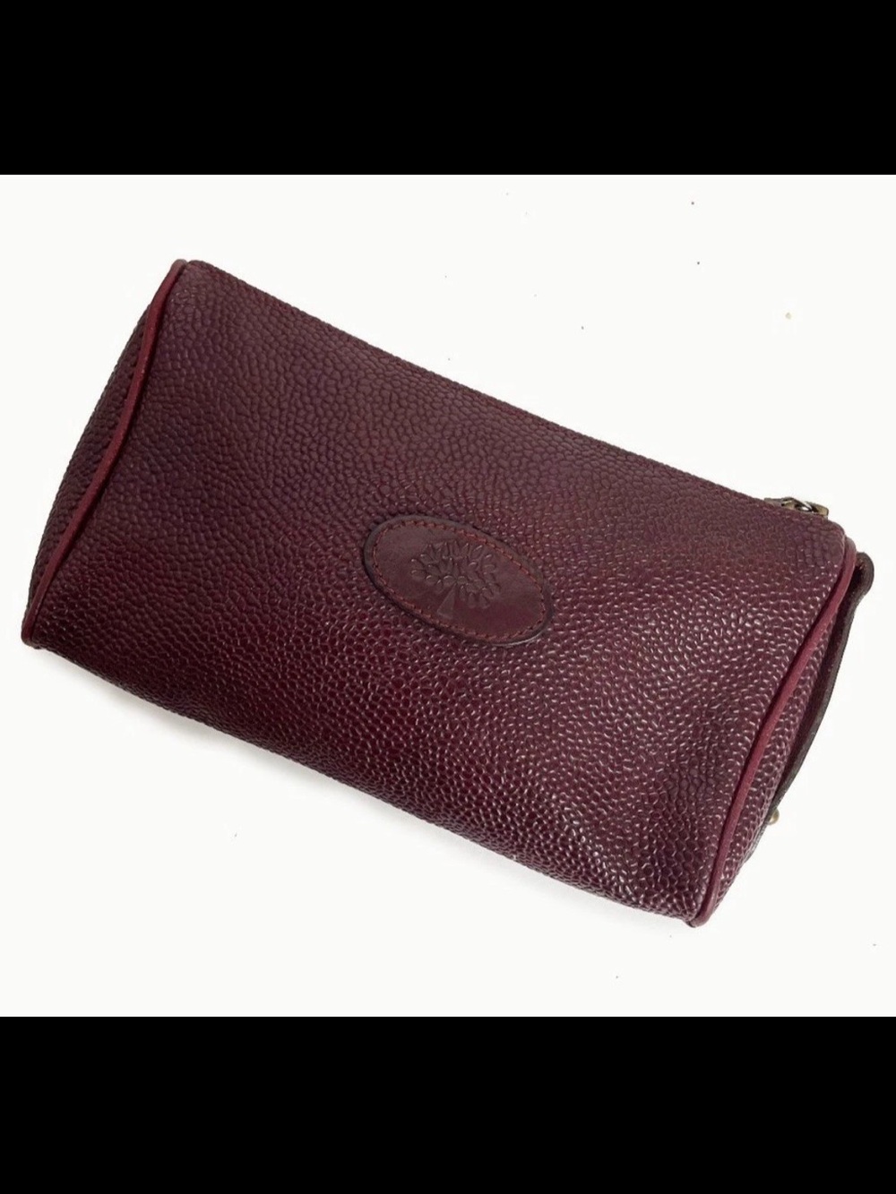 Mulberry Pebbled Leather Travel Pouch in Deep Burgundy